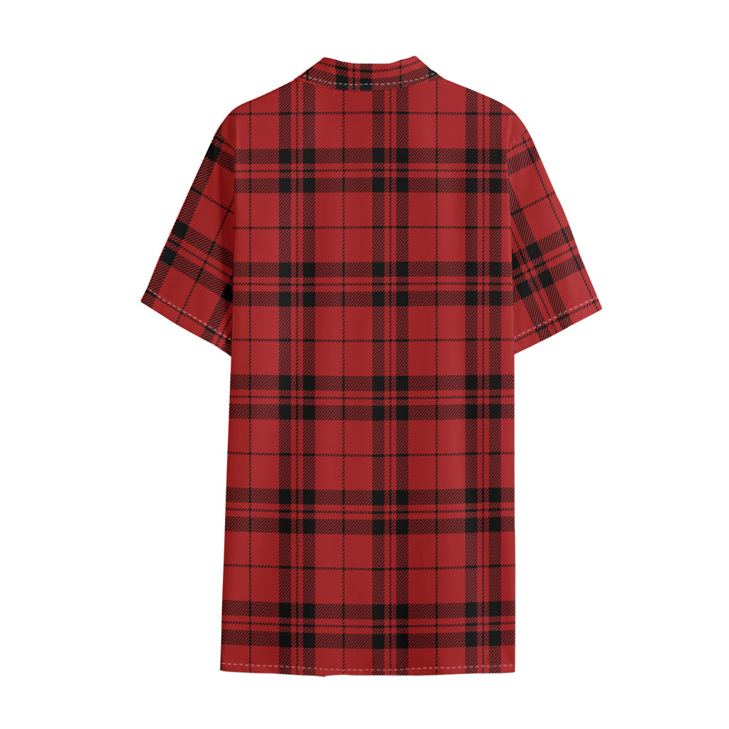 Red And Black Tartan Pattern Print Cotton Hawaiian Shirt