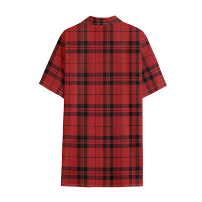 Red And Black Tartan Pattern Print Cotton Hawaiian Shirt