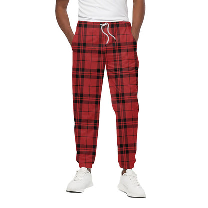 Red And Black Tartan Pattern Print Cotton Pants