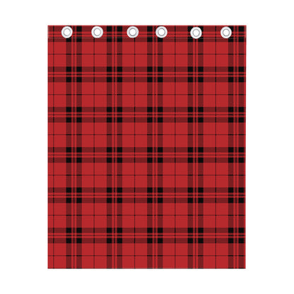 Red And Black Tartan Pattern Print Curtain