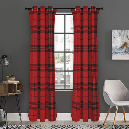 Red And Black Tartan Pattern Print Curtain