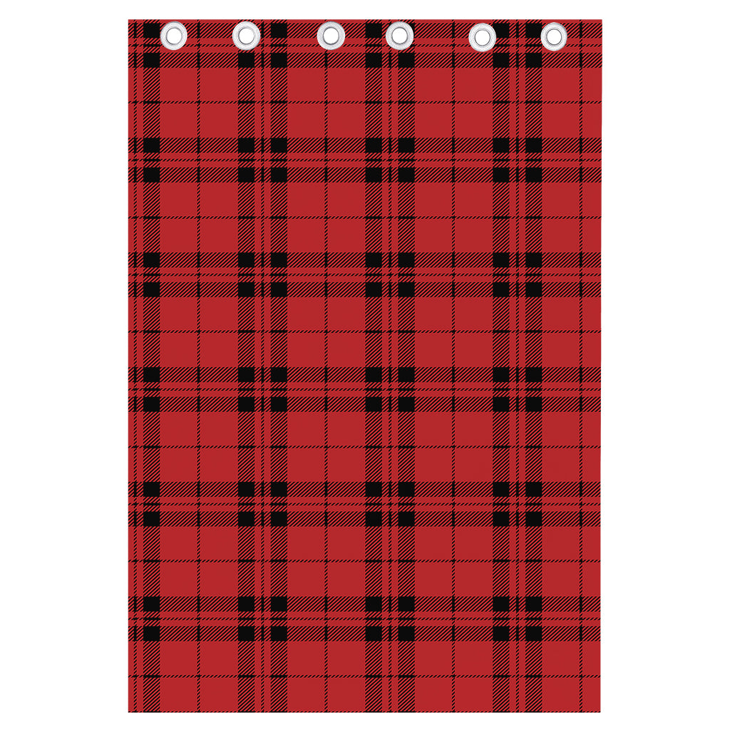 Red And Black Tartan Pattern Print Curtain