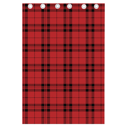 Red And Black Tartan Pattern Print Curtain