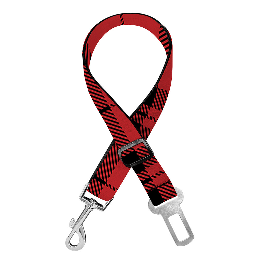 Red And Black Tartan Pattern Print Dog Seat Belt