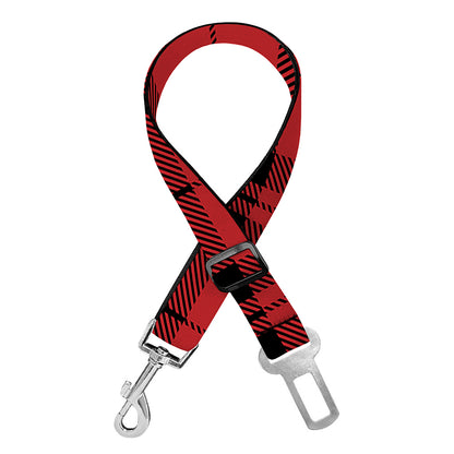 Red And Black Tartan Pattern Print Dog Seat Belt