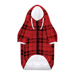 Red And Black Tartan Pattern Print Dog Zip Up Hoodie