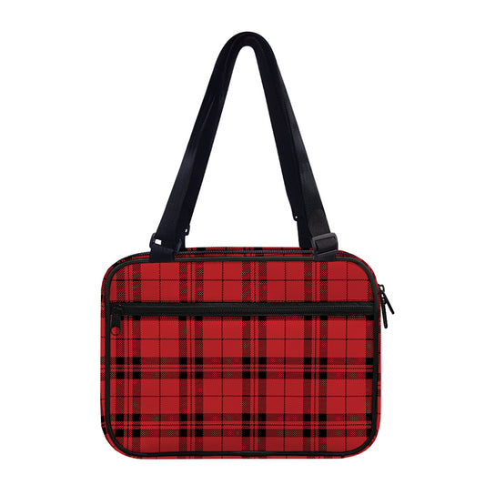 Red And Black Tartan Pattern Print Double Strap Bible Bag