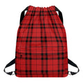 Red And Black Tartan Pattern Print Drawstring Backpack