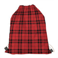 Red And Black Tartan Pattern Print Drawstring Bag