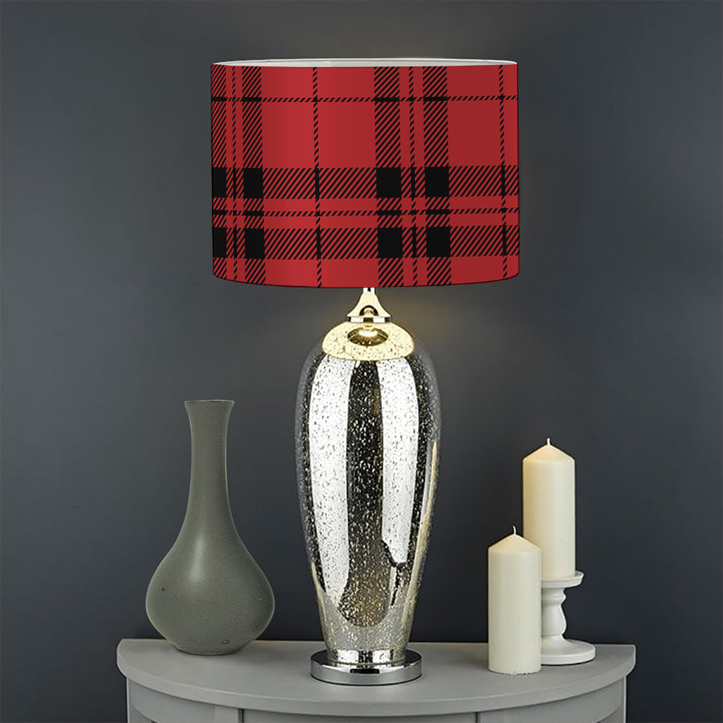 Red And Black Tartan Pattern Print Drum Lamp Shade