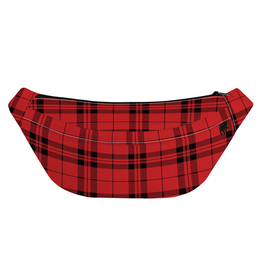 Red And Black Tartan Pattern Print Fanny Pack
