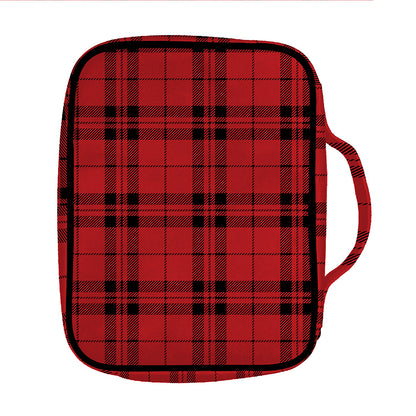 Red And Black Tartan Pattern Print Front Pocket Bible Bag