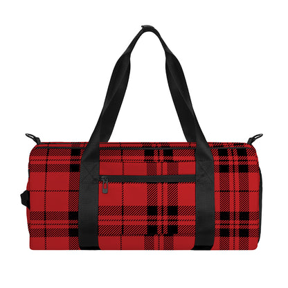 Red And Black Tartan Pattern Print Gym Bag