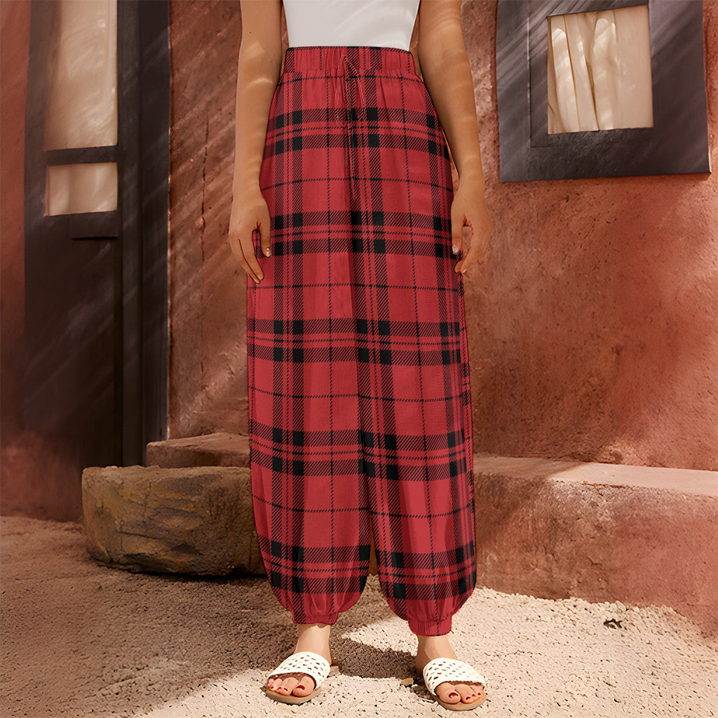 Red And Black Tartan Pattern Print Harem Pants