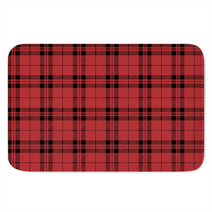 Red And Black Tartan Pattern Print Indoor Door Mat