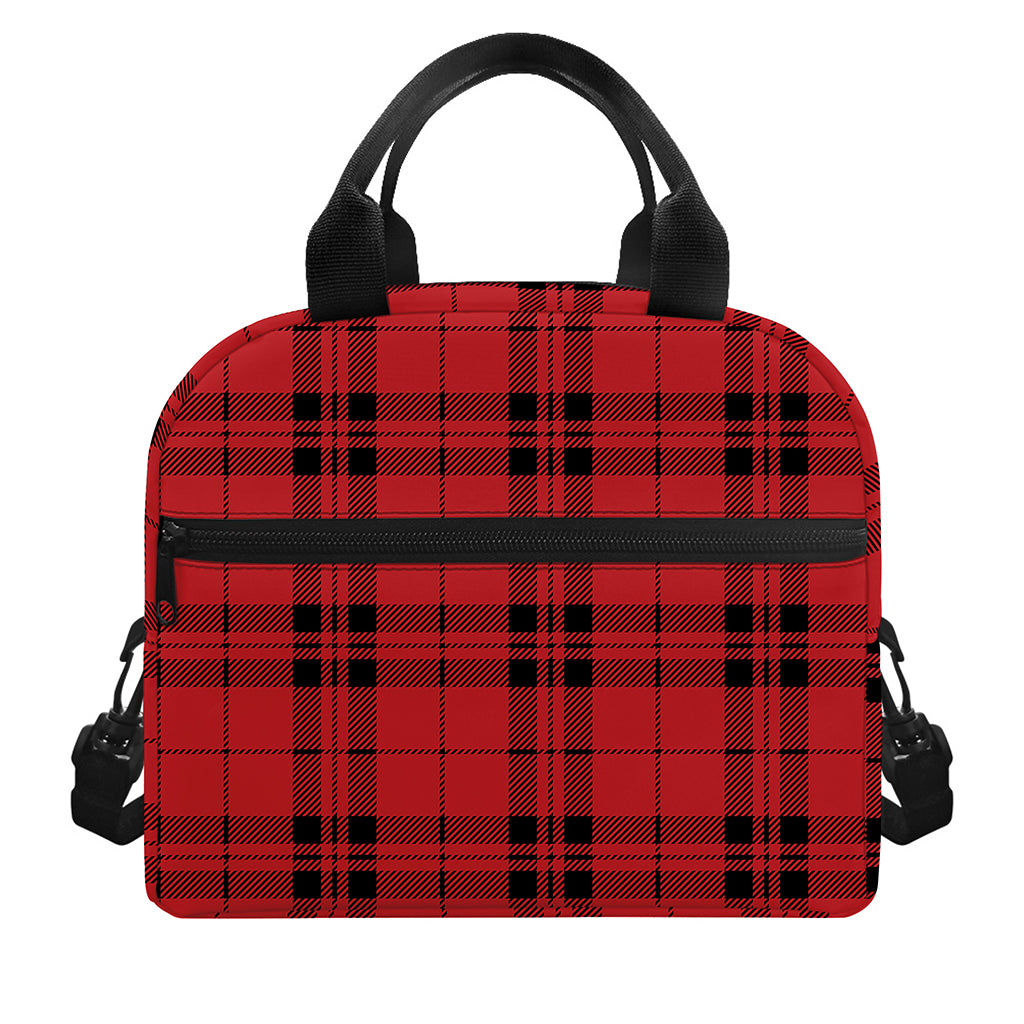 Red And Black Tartan Pattern Print Insulated Lunch Bag