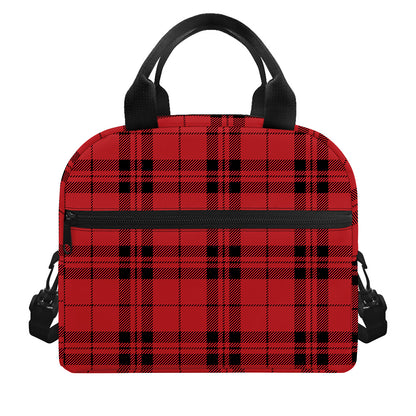 Red And Black Tartan Pattern Print Insulated Lunch Bag