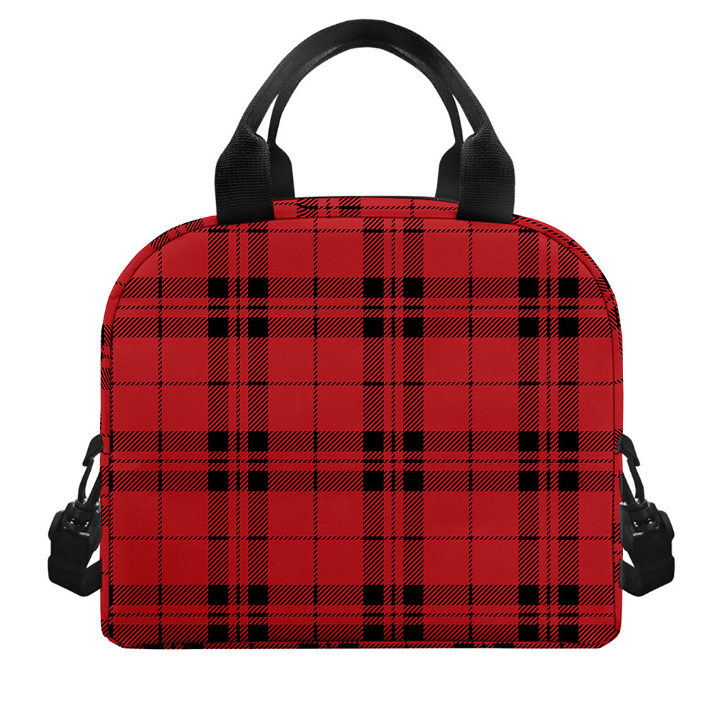 Red And Black Tartan Pattern Print Insulated Lunch Bag