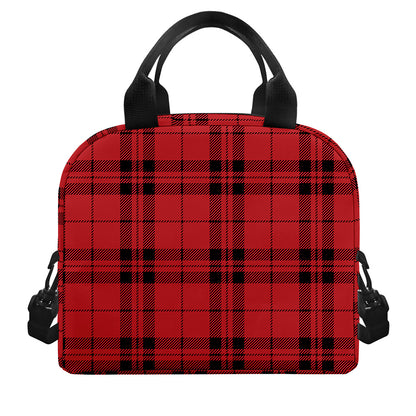 Red And Black Tartan Pattern Print Insulated Lunch Bag