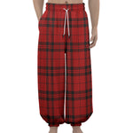 Red And Black Tartan Pattern Print Lantern Pants