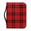 Red And Black Tartan Pattern Print Leather Bible Cover