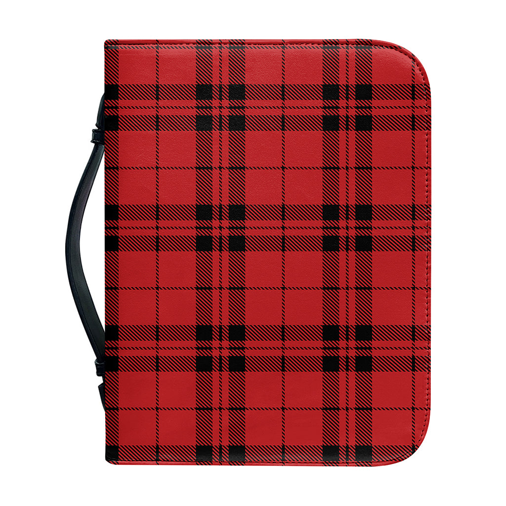 Red And Black Tartan Pattern Print Leather Bible Cover