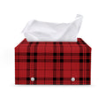 Red And Black Tartan Pattern Print Leather Tissue Box Cover