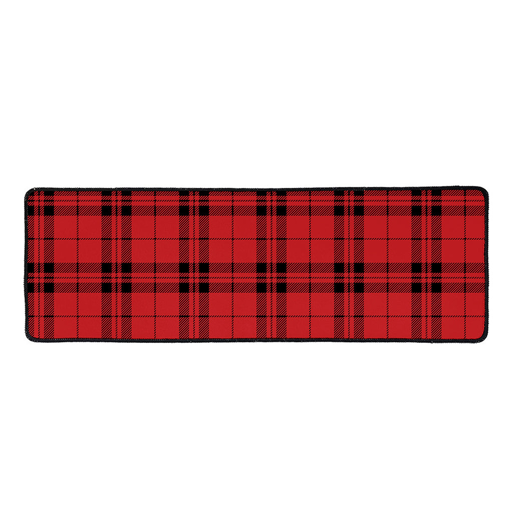 Red And Black Tartan Pattern Print Long Kitchen Mat