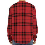 Red And Black Tartan Pattern Print Long Sleeve Baseball Jersey