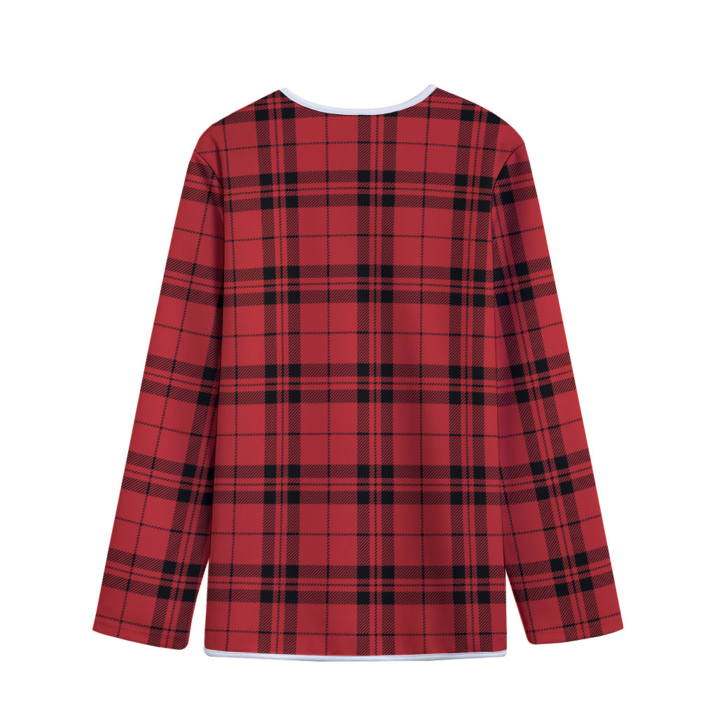 Red And Black Tartan Pattern Print Long Sleeve Short Coat