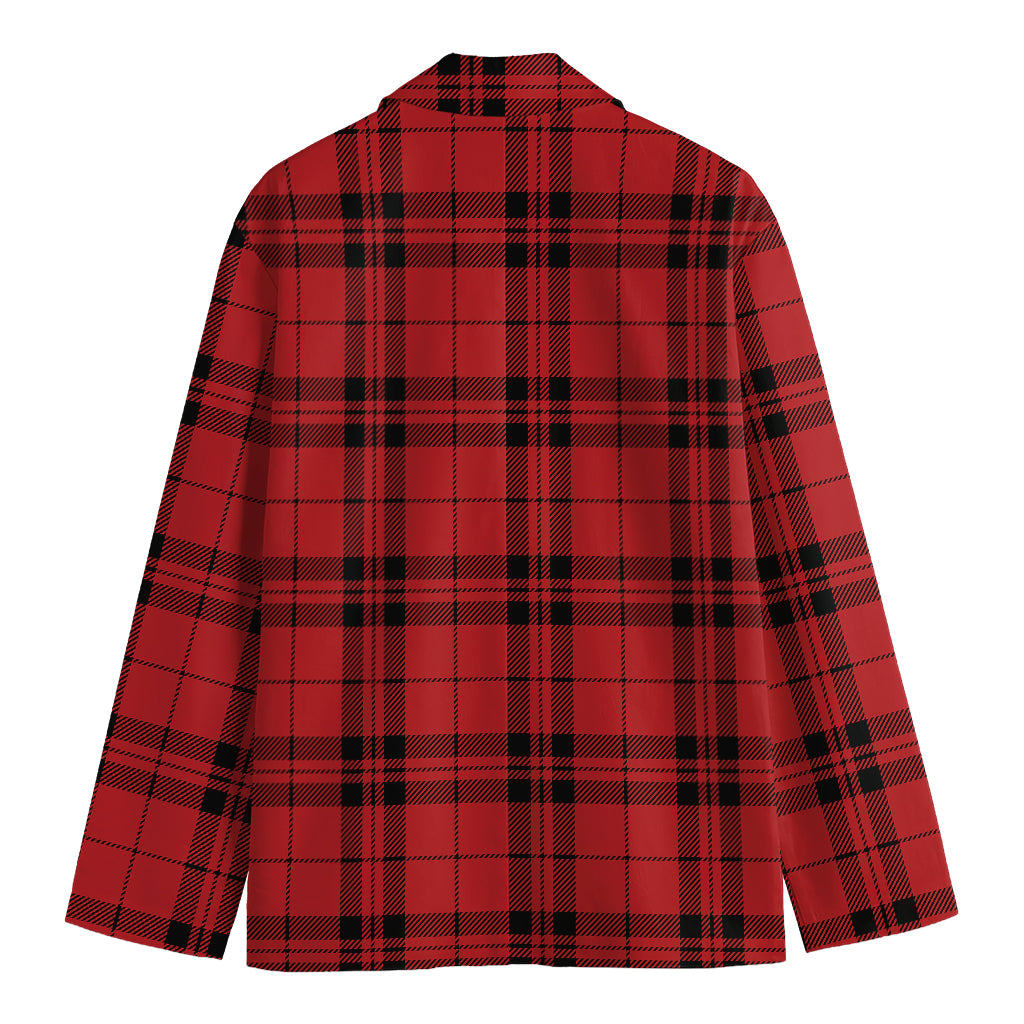 Red And Black Tartan Pattern Print Men's Blazer