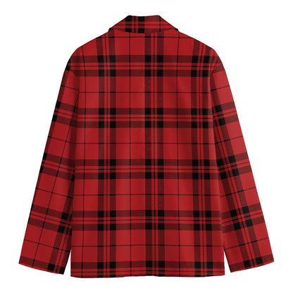 Red And Black Tartan Pattern Print Men's Blazer