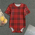 Red And Black Tartan Pattern Print Men's Bodysuit
