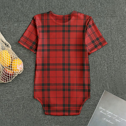 Red And Black Tartan Pattern Print Men's Bodysuit
