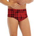 Red And Black Tartan Pattern Print Men's Briefs