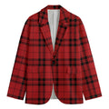 Red And Black Tartan Pattern Print Men's Cotton Blazer