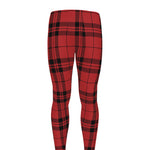 Red And Black Tartan Pattern Print Men's leggings