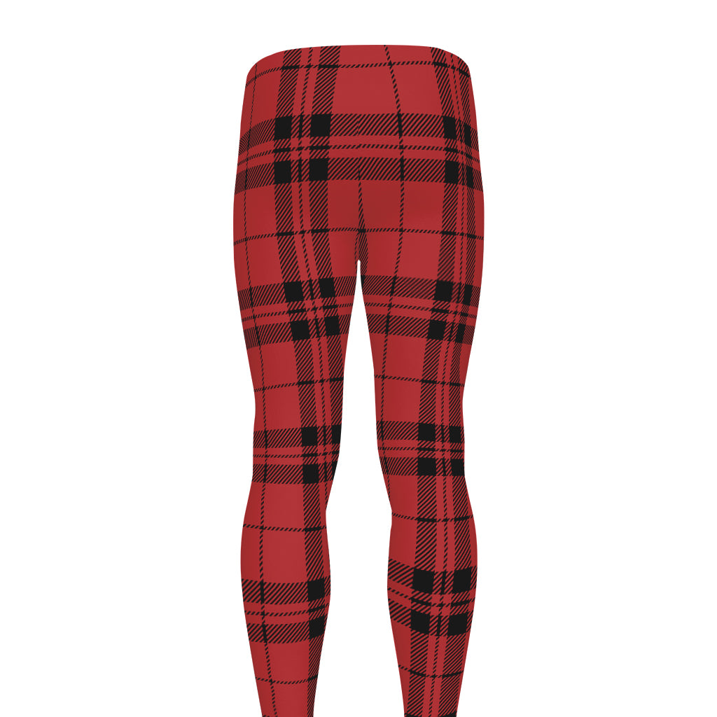 Red And Black Tartan Pattern Print Men's leggings
