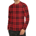 Red And Black Tartan Pattern Print Men's Long Sleeve Rash Guard