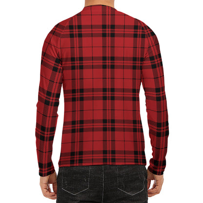 Red And Black Tartan Pattern Print Men's Long Sleeve Rash Guard