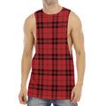 Red And Black Tartan Pattern Print Men's Muscle Tank Top