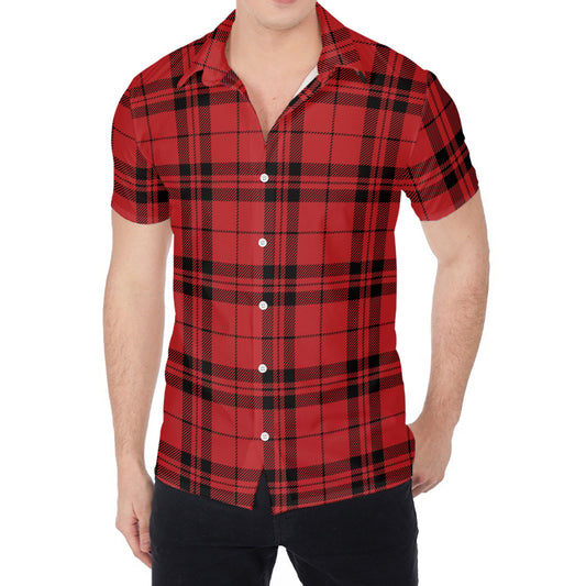 Red And Black Tartan Pattern Print Men's Shirt