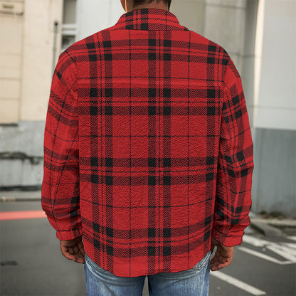 Red And Black Tartan Pattern Print Men's Shirt Jacket