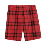 Red And Black Tartan Pattern Print Men's Sports Shorts