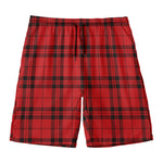 Red And Black Tartan Pattern Print Men's Swim Trunks