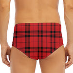 Red And Black Tartan Pattern Print Men's Triangle Swim Briefs