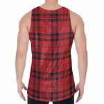 Red And Black Tartan Pattern Print Men's Velvet Tank Top