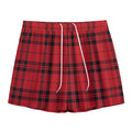 Red And Black Tartan Pattern Print Mesh Shorts