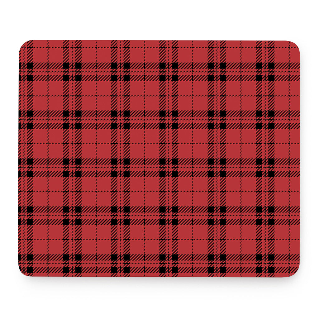Red And Black Tartan Pattern Print Mouse Pad