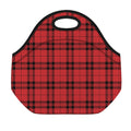 Red And Black Tartan Pattern Print Neoprene Lunch Bag